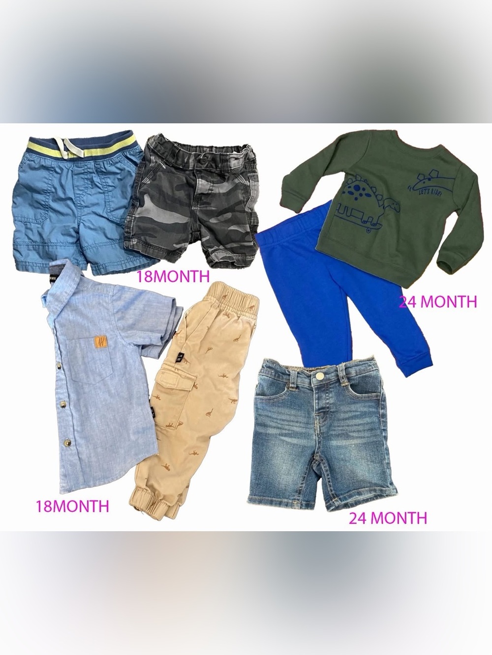 18m and 24m Mix & Match Toddler Outfit Bundle - Blue, Olive, Khaki, Denim